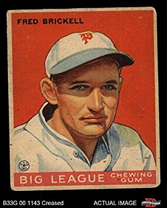 1933 Phillies Logo - Amazon.com: 1933 Goudey # 38 Fred Brickell Philadelphia Phillies ...