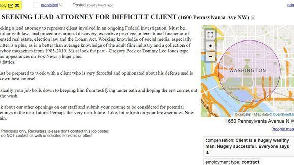 Official Craigslist Logo - Craigslist ad: Seeking lead attorney for difficult client