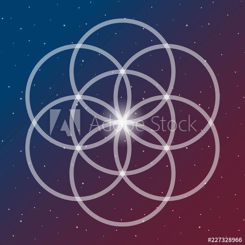 Space with Blue Red Circle Logo - flower of life symbol on a cosmic interlocking circles space blue ...