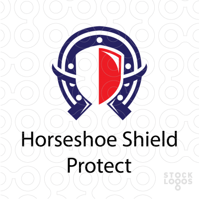 Space with Blue Red Circle Logo - Logo is created with a horseshoe that has a blank space shaped like ...