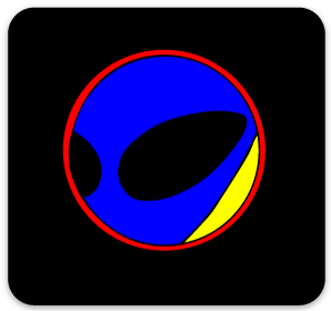 Space with Blue Red Circle Logo - Blue Alien Face in Red Circle