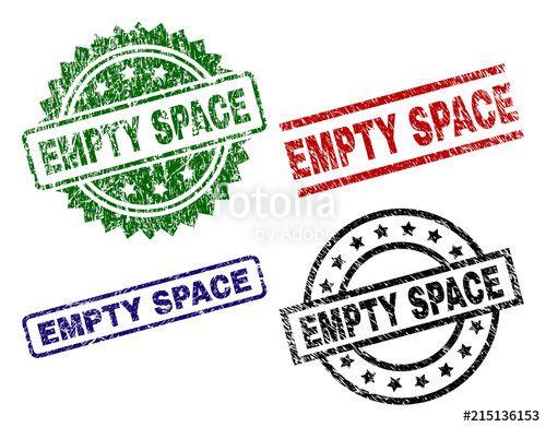 Space with Blue Red Circle Logo - EMPTY SPACE seal prints with corroded texture. Black, green, red, blue