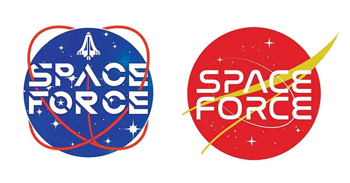 Space with Blue Red Circle Logo - trump administration asks supporters to vote on space force logo