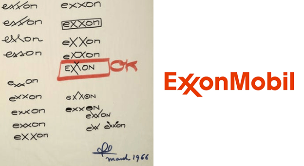 Exxon Logo - Process sketches of 11 famous logos