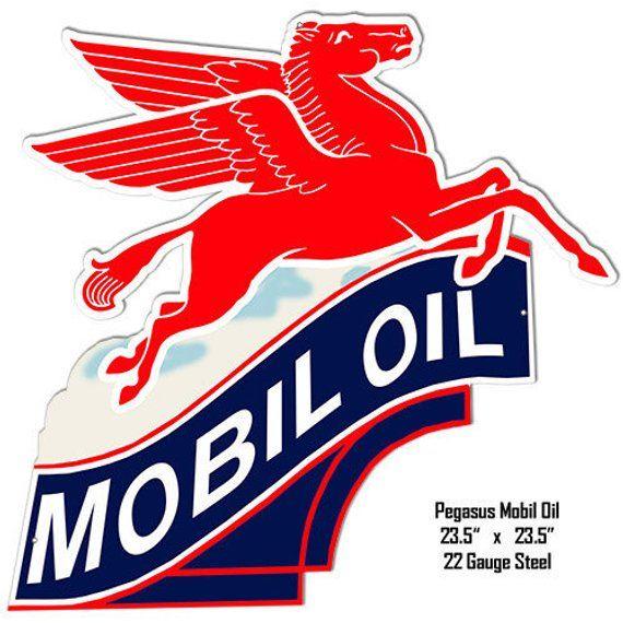 Mobil Oil Horse Logo - Mobilgas Mobil oil Pegasus Flying Horse 23.5 x 23.5 22 Gauge