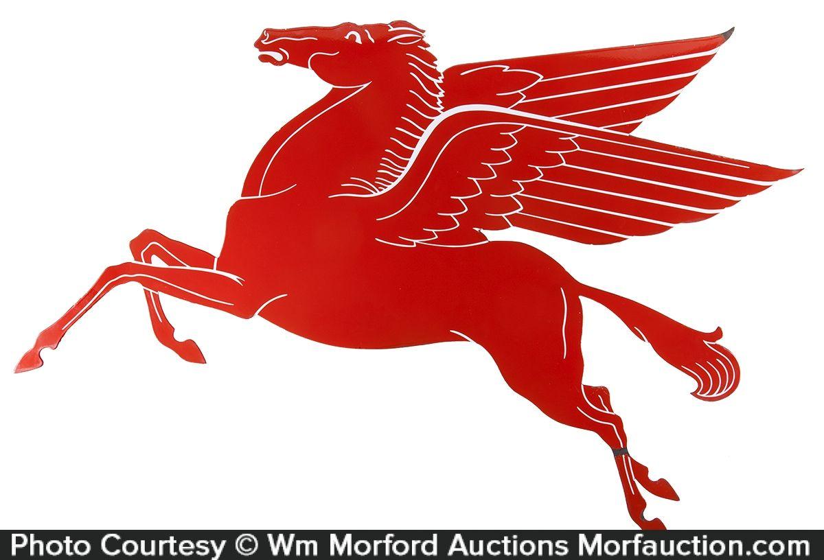 Mobil Oil Horse Logo - Antique Advertising | Mobil Pegasus Porcelain Sign • Antique Advertising