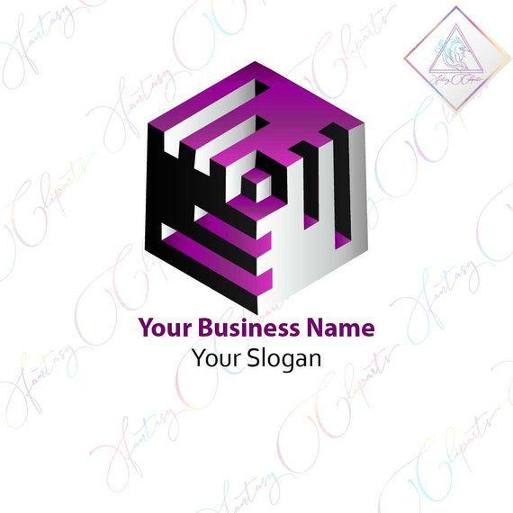 Purple Cube Logo - Modern logo design, 3D cube logo design, purple logo design, real