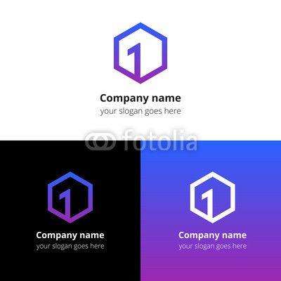 Purple Cube Logo - One, first number in cube logo. Top square, number one, frame ...