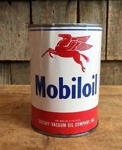 Mobil Oil Horse Logo - Vintage Mobil Oil Flying Red Horse Pegasus Logo 1 QT Tin Can Gas