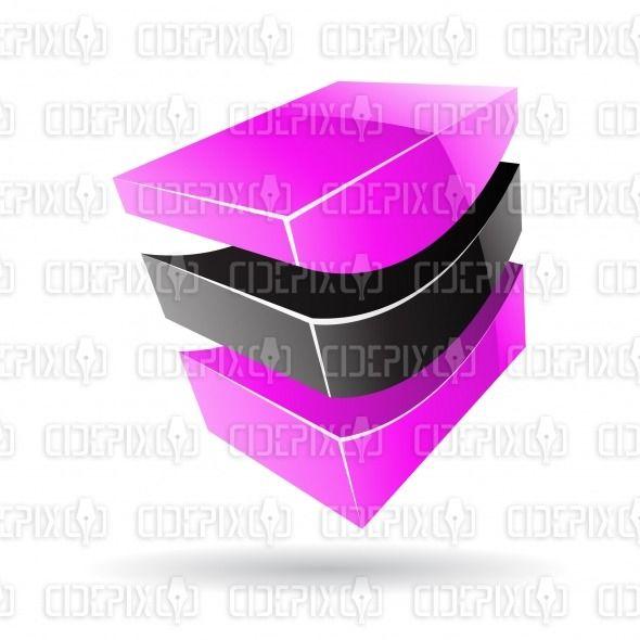 Purple Cube Logo - abstract purple and black 3D glossy metallic reverse arc cube logo