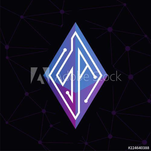 Purple Cube Logo - SA Initial letter block chain logo icon vector template. Looping