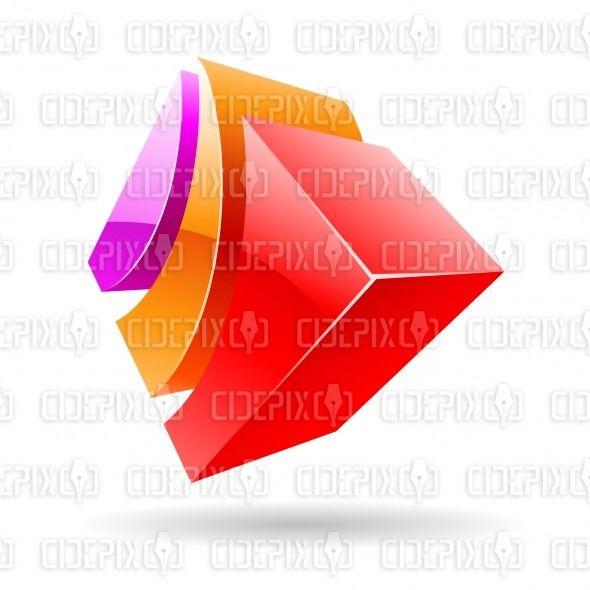 Purple Cube Logo - abstract orange, purple and red 3D glossy metallic cube logo icon