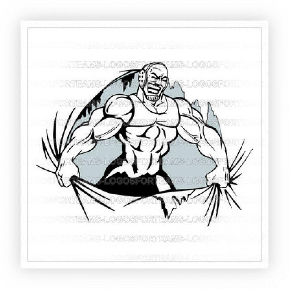 Tearing Logo - Sports Logo Part of Wrestling Man Tearing Thru Wall Graphic Busting ...