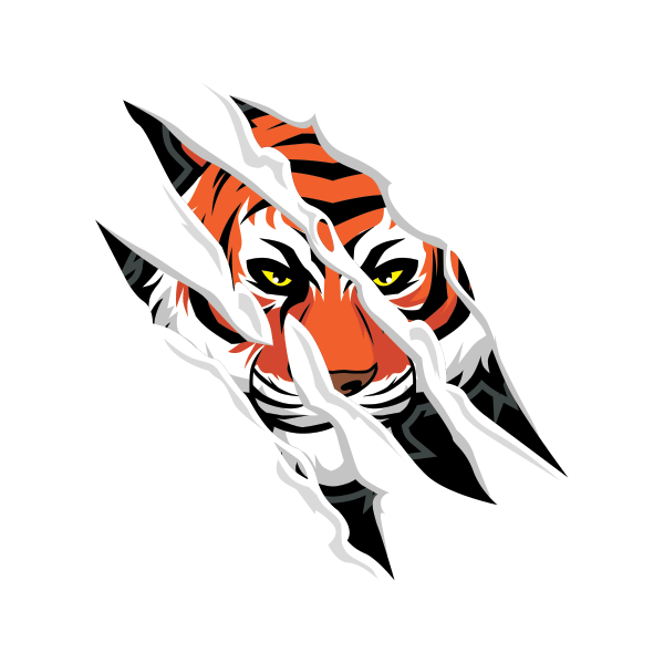 Tearing Logo - Printed vinyl Tiger Tearing Claws | Stickers Factory