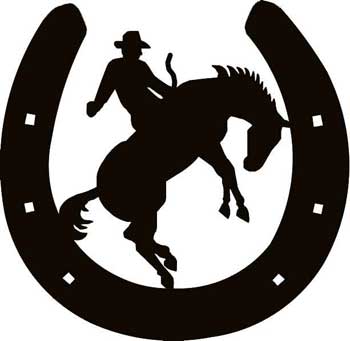 Two Horseshoe Logo - Horseshoe w/ Cowboy 2 Decal Wall Graphics