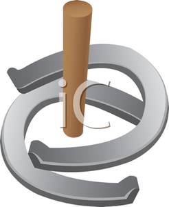 Two Horseshoe Logo - Two Horseshoes Around a Pole Clipart Image