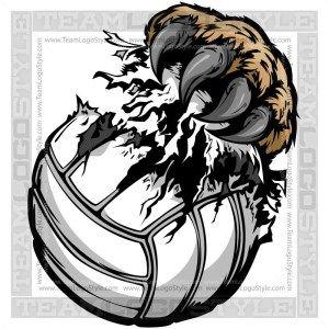 Tearing Logo - Cougar Claw Tearing Volleyball - Vector Clipart Cougar Claw