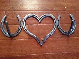Two Horseshoe Logo - Horseshoe heart double coat hook with places for your keys on bottom ...