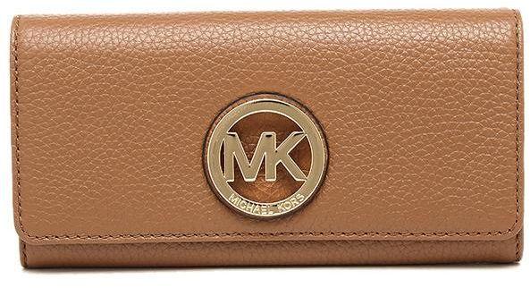 MK Gold Logo - Michael Kors 35F0GFTE1L Leather MK Gold Logo Fulton Flap Continental