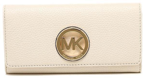 MK Gold Logo - Michael Kors 35F0GFTE1L Leather MK Gold Logo Fulton Flap Continental ...