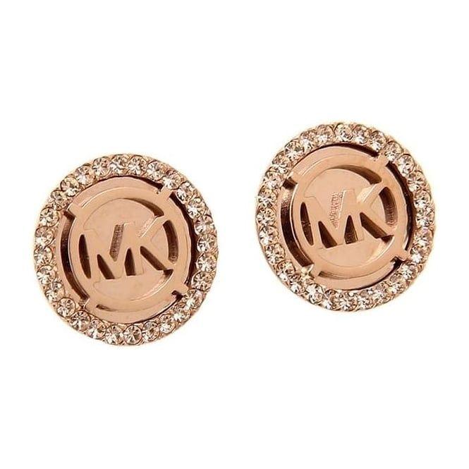 MK Gold Logo - Michael Kors Jewellery MK Rose Gold Logo Earrings Kors