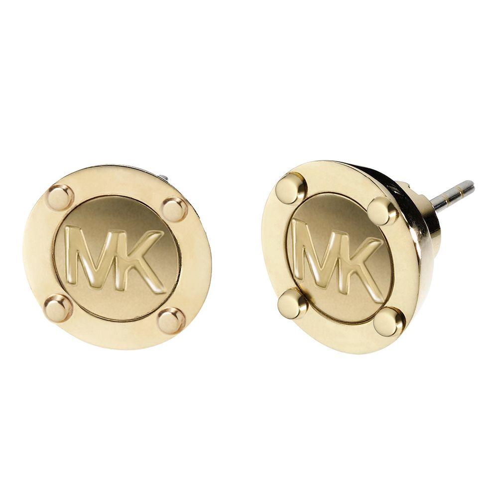 MK Gold Logo - Michael Kors Gold Tone Logo Stud Earrings | 0007142 | Beaverbrooks ...