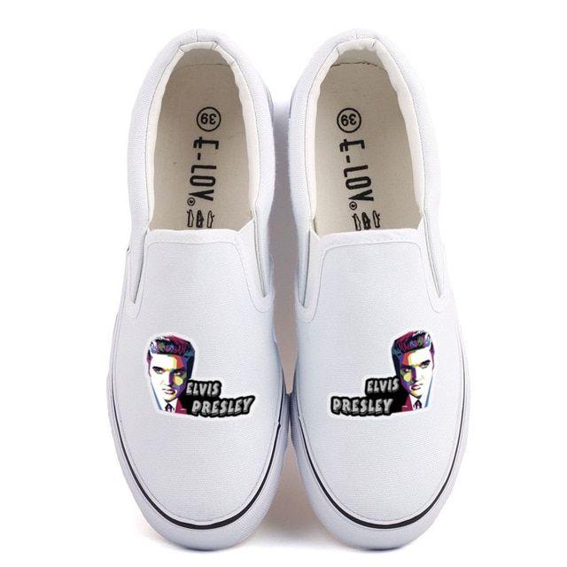 Famous Rap Group Logo - Famous Rapper Star Elvis Presley Custom Print Canvas Shoes Loafers