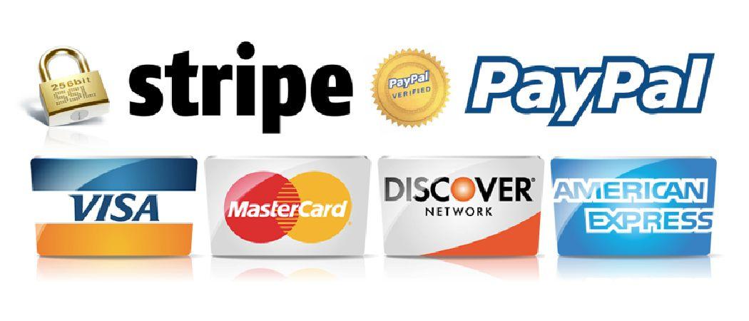 PayPal Verified Visa MasterCard Logo - Stripe and Paypal logos