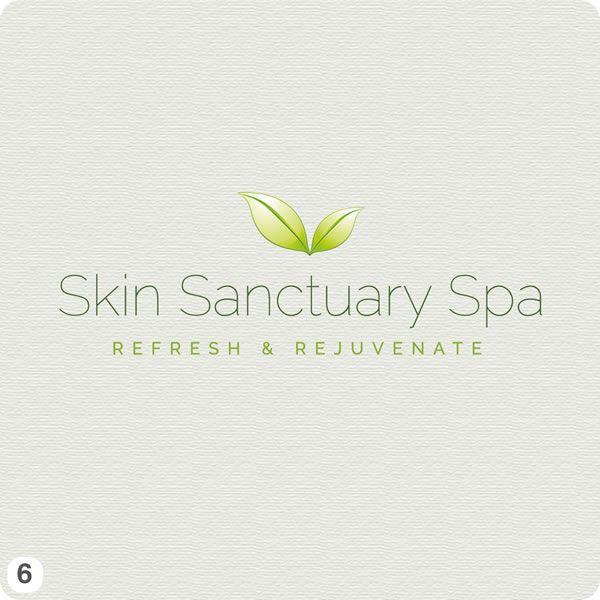 Twin Leaf Logo - Skin Sanctuary Spa twin leaf, green thin type effect