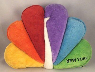 Rainbow Peacock Logo - NBC STUDIOS NEW York Media Rainbow Peacock Logo Plush Pillow