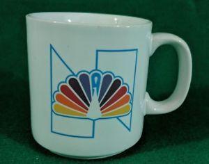 Rainbow Peacock Logo - Vintage NBC Peacock Rainbow Logo White Ceramic Coffee Mug New York ...
