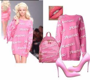 Moschino Barbie Logo - SS15 MOSCHINO COUTURE x Jeremy Scott PINK LOGO BARBIE SWEATER Mini ...