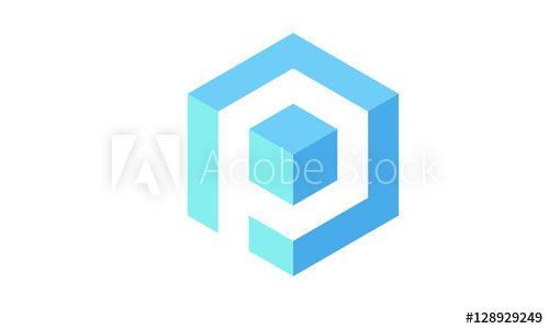 Polygon with a Blue P Logo - p into polygon this stock vector and explore similar vectors