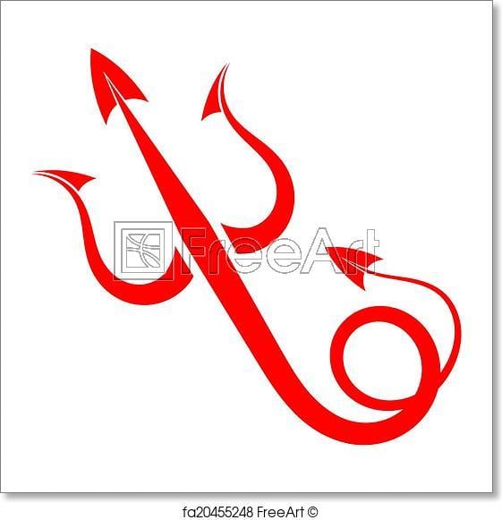 Red Trident Logo - Free art print of Red Trident devil with tail