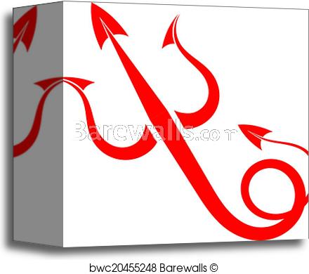 Red Trident Logo - Canvas Print of Red Trident devil with tail. Barewalls Posters