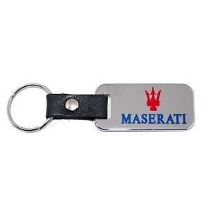 Red Trident Logo - Maserati Chrome Key Chain Fob Red Trident & Blue Maserati