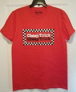 Red Cheap Trick Logo - New Cheap Trick Checkerboard Logo Adult Medium Rock n Roll Soft Red ...