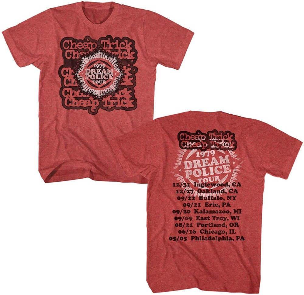 Red Cheap Trick Logo - Cheap Trick 1979 Dream Police Tour Men's Red Concert T-shirt