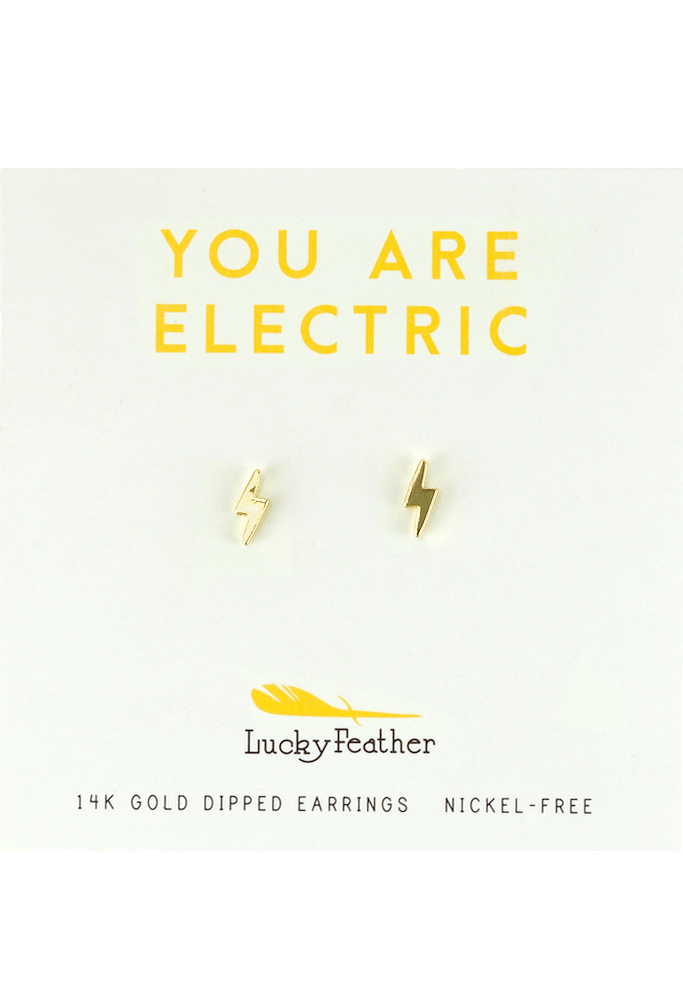 Lucky Feather Logo - Lightning Emoji Earrings