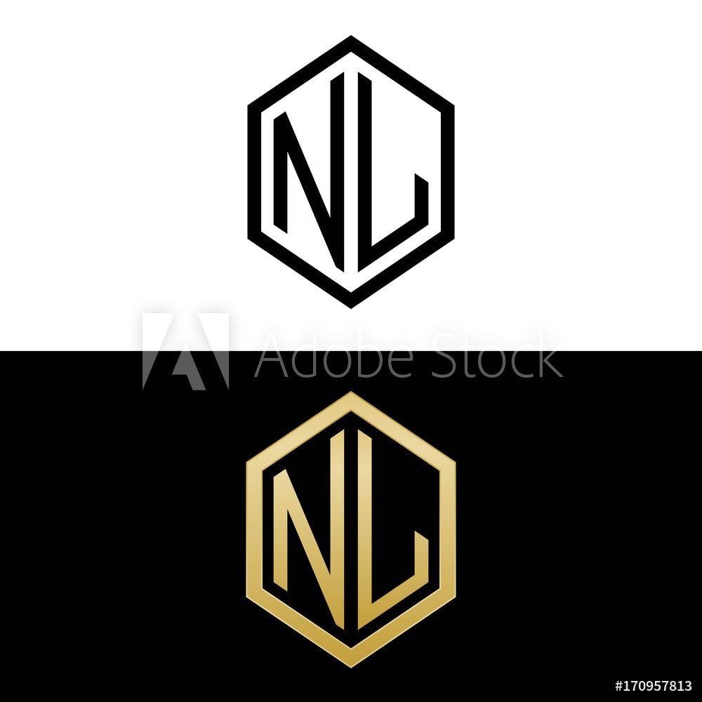 Hexagon Shaped Gold Auto Logo - Photo & Art Print initial letters logo nl black and gold monogram ...