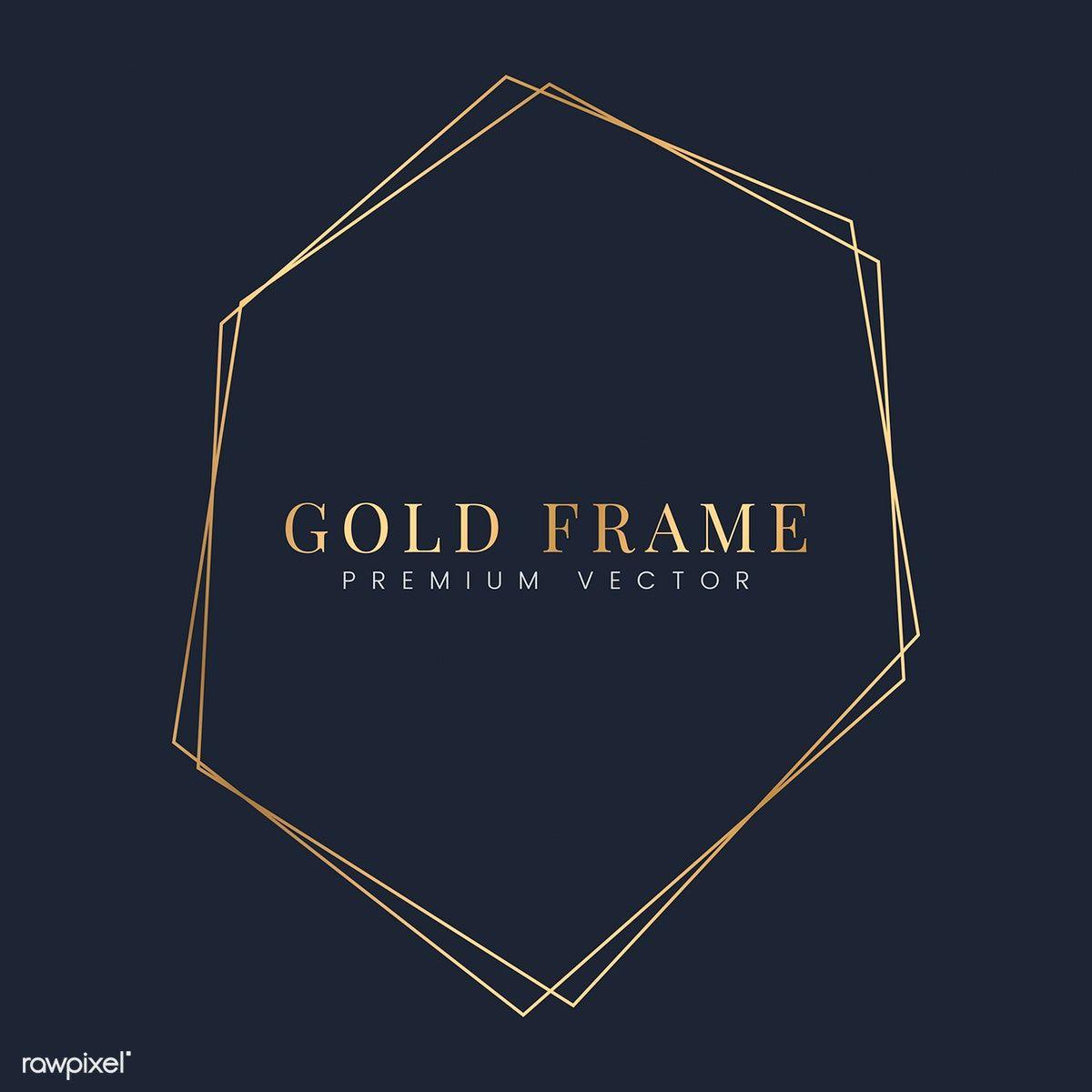 Hexagon Shaped Gold Auto Logo - Golden hexagon frame template vector. Free stock vector