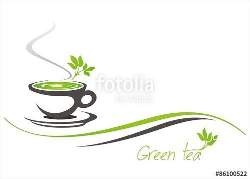 Green Tea Leaf Logo - green tea, tea leaves, business logo design Stock image