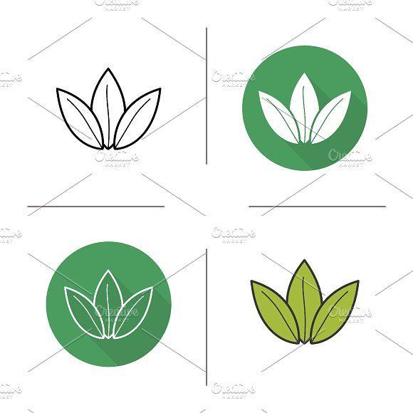 Green Tea Leaf Logo - Green tea leaves icons. Vector by Icons Factory on @creativemarket ...