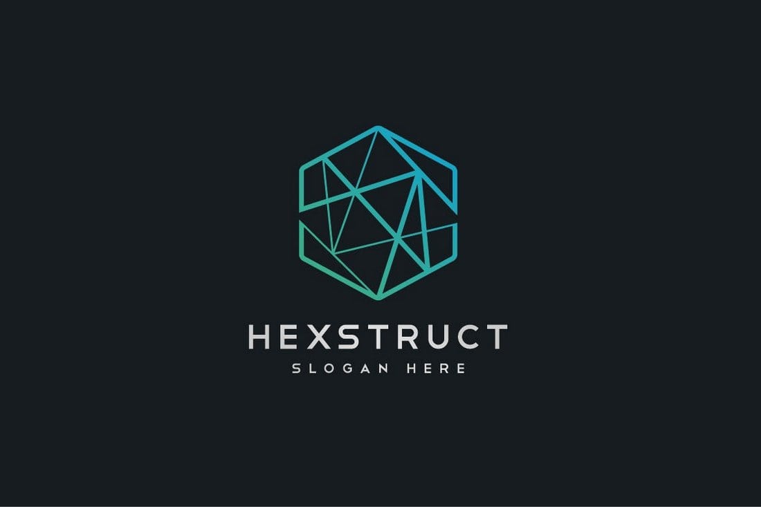 Hexagon Shaped Gold Auto Logo - Best Photohop Logo Templates (PSD)