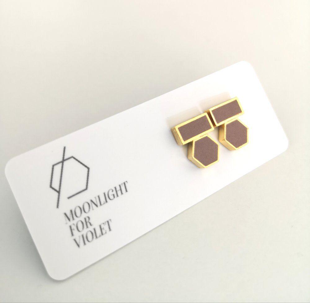 Hexagon Shaped Gold Auto Logo - HEXAGON RECTANGLE STUDS AVAILABLE / Moonlight for Violet