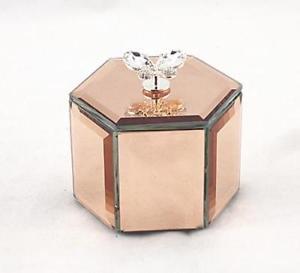 Hexagon Shaped Gold Auto Logo - Hexagon Shaped Rose Gold Mirrored Diamante Butterfly Jewellery