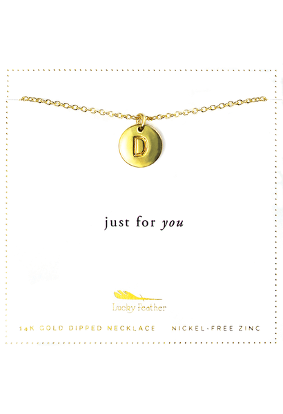 Lucky Feather Logo - Letter Disc Necklace - Gold - A – Lucky Feather