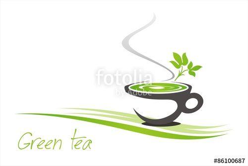 Green Tea Leaf Logo - green tea, tea leaves, business logo design Stock image