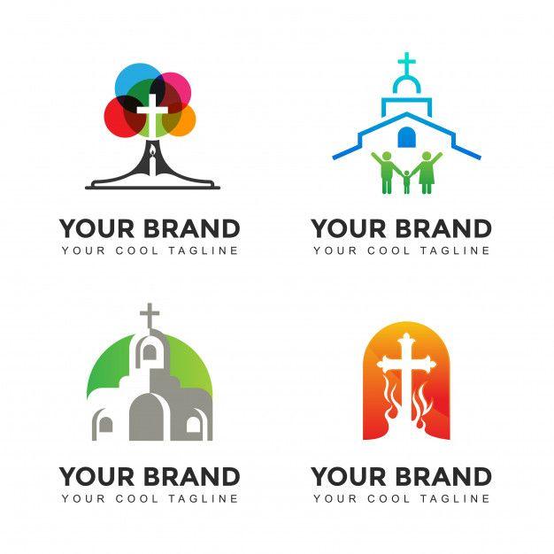 Cool Church Logo - Modern Church Branding Logo Set Vector
