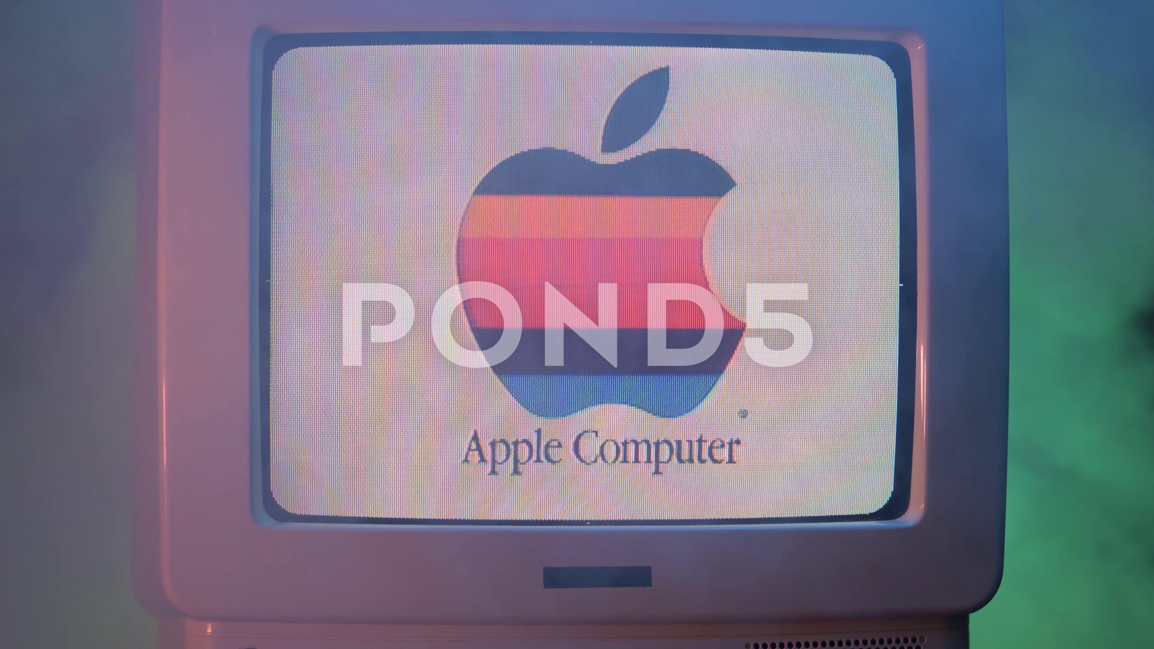Mac Computer Logo - Vintage Apple Mac Computer Logo on Old CRT Screen 90s ~ Hi Res #95417361